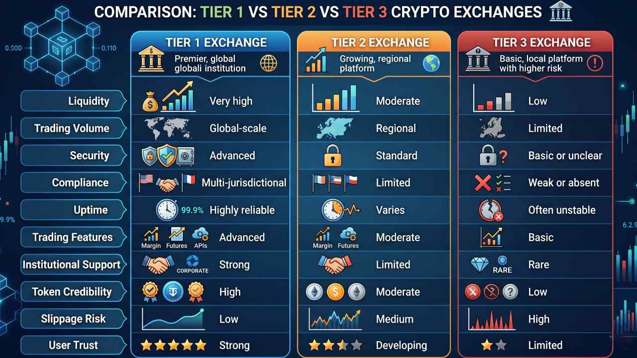 Tier 1 vs Tier 2 vs Tier 3 Crypto Exchanges